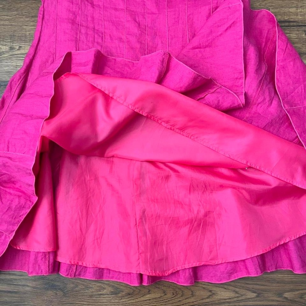 J Crew Pink 100% Linen Fit Flare High Neck Dress Women 8 Summer Coastal Preppy - Picture 5 of 6